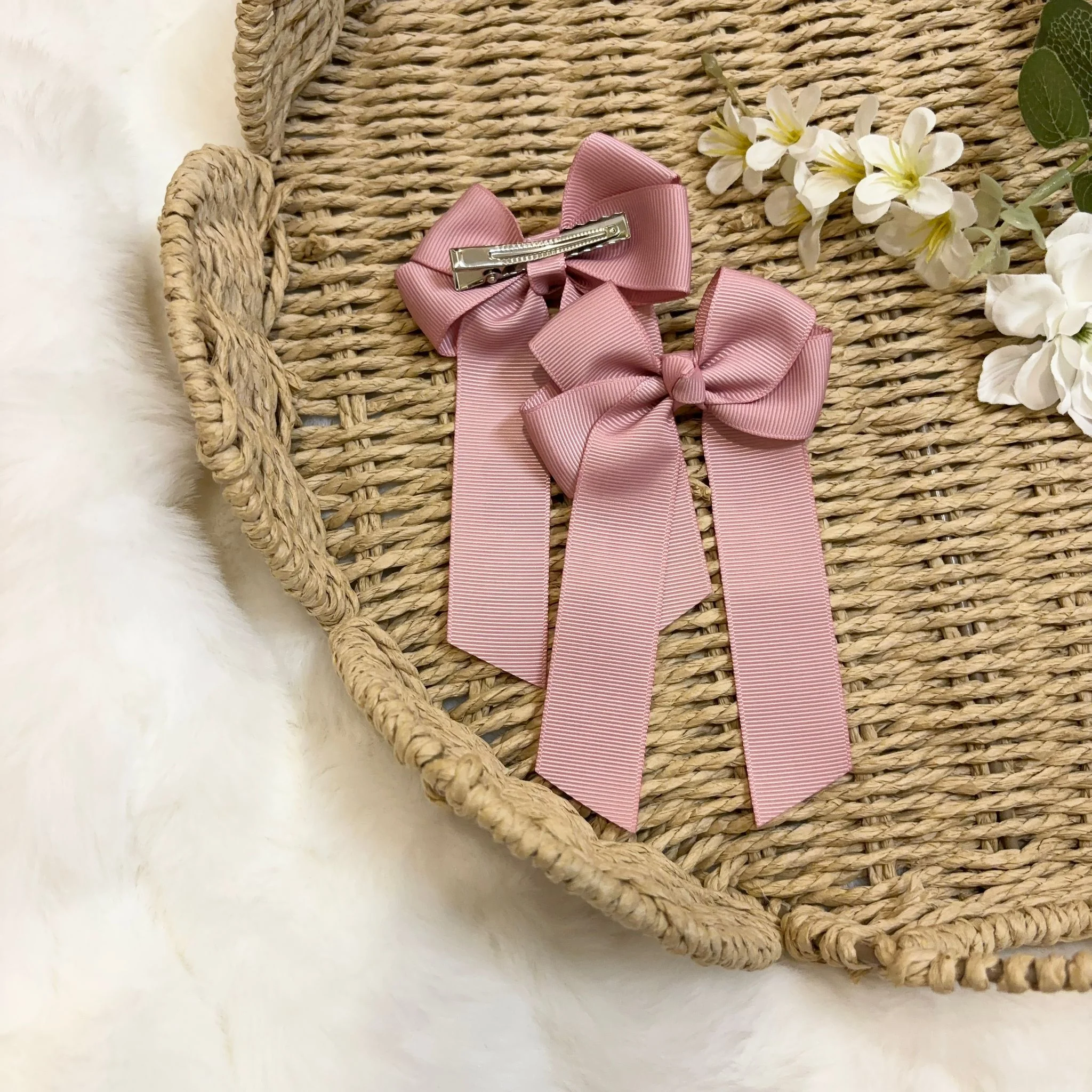 4’’ HAIR BOW - ROSE QUARTZ - Image 2