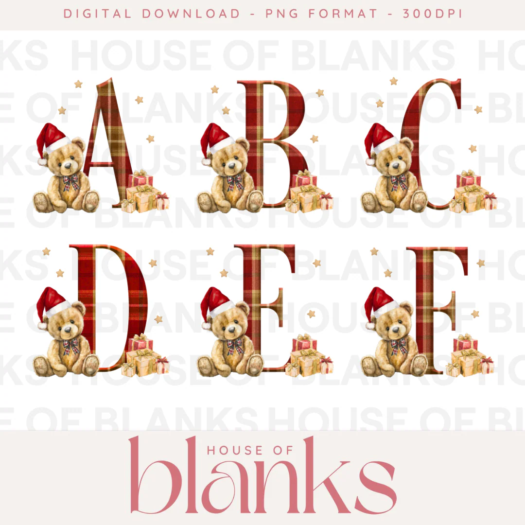 DIGITAL DOWNLOAD: A-Z CHRISTMAS TARTAN BEAR